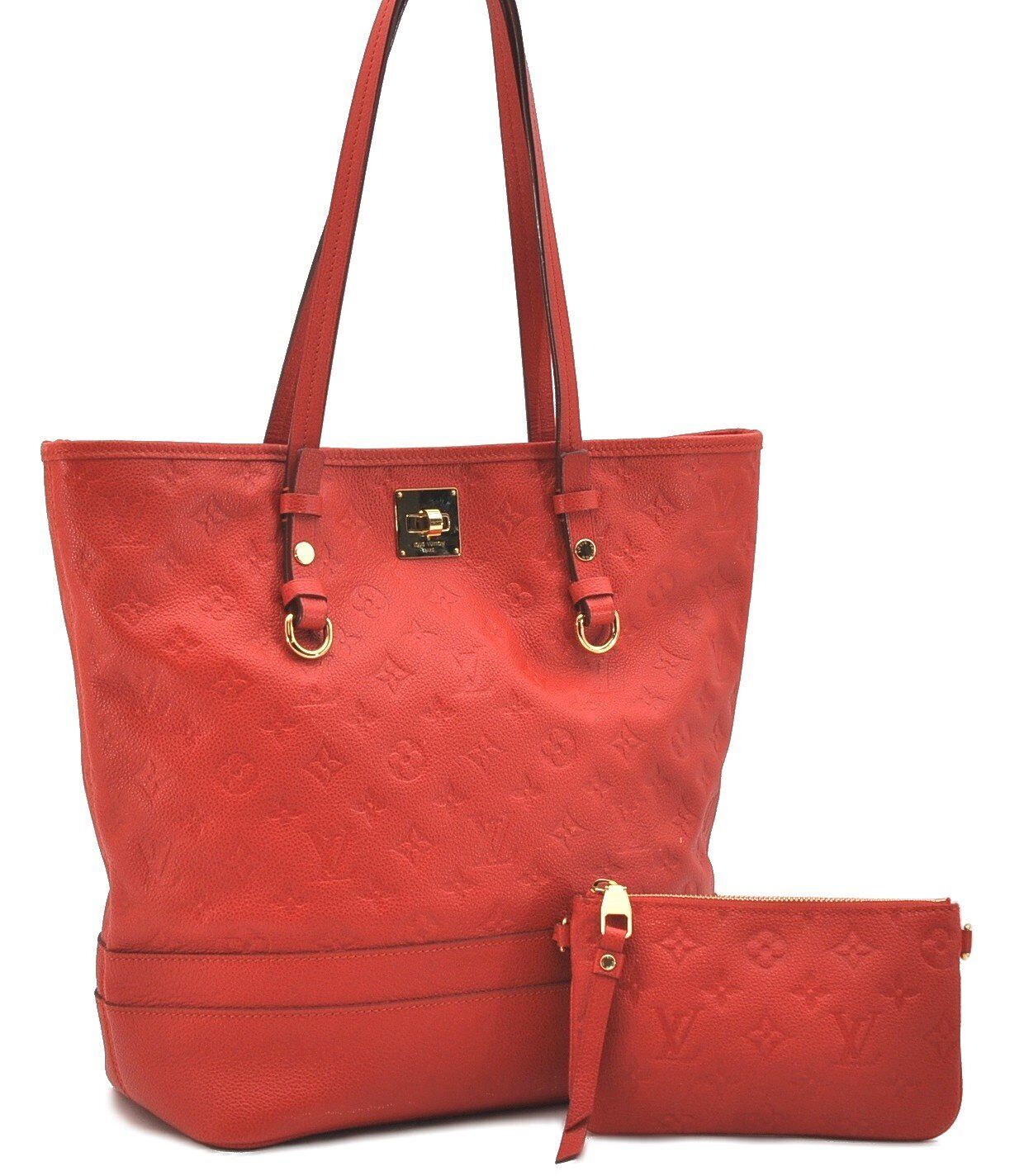 Auth LOUIS VUITTON Monogram Empreinte Citadine PM Tote Bag Red M40556 LV G6817