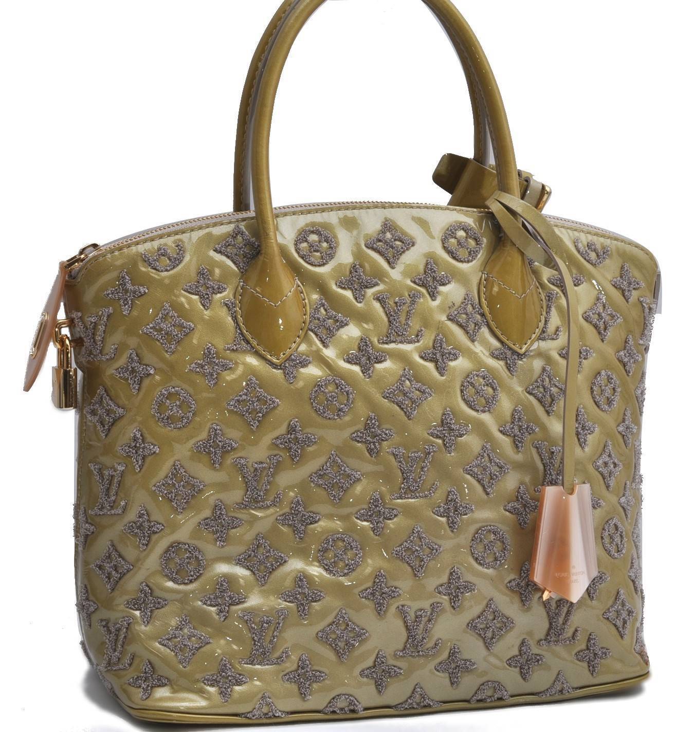 LOUIS VUITTON Monogram Fascination LockIt Bouclette Hand Bag M40602 Gold G6847