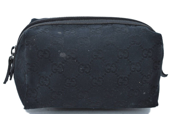 Authentic GUCCI Pouch GG Canvas Leather 29595 Black G6896