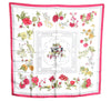 Authentic HERMES Carre 90 Scarf "Quai aux Fleurs" Silk Pink White G6905