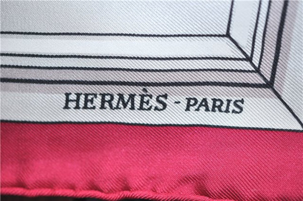 Authentic HERMES Carre 90 Scarf "Quai aux Fleurs" Silk Pink White G6905