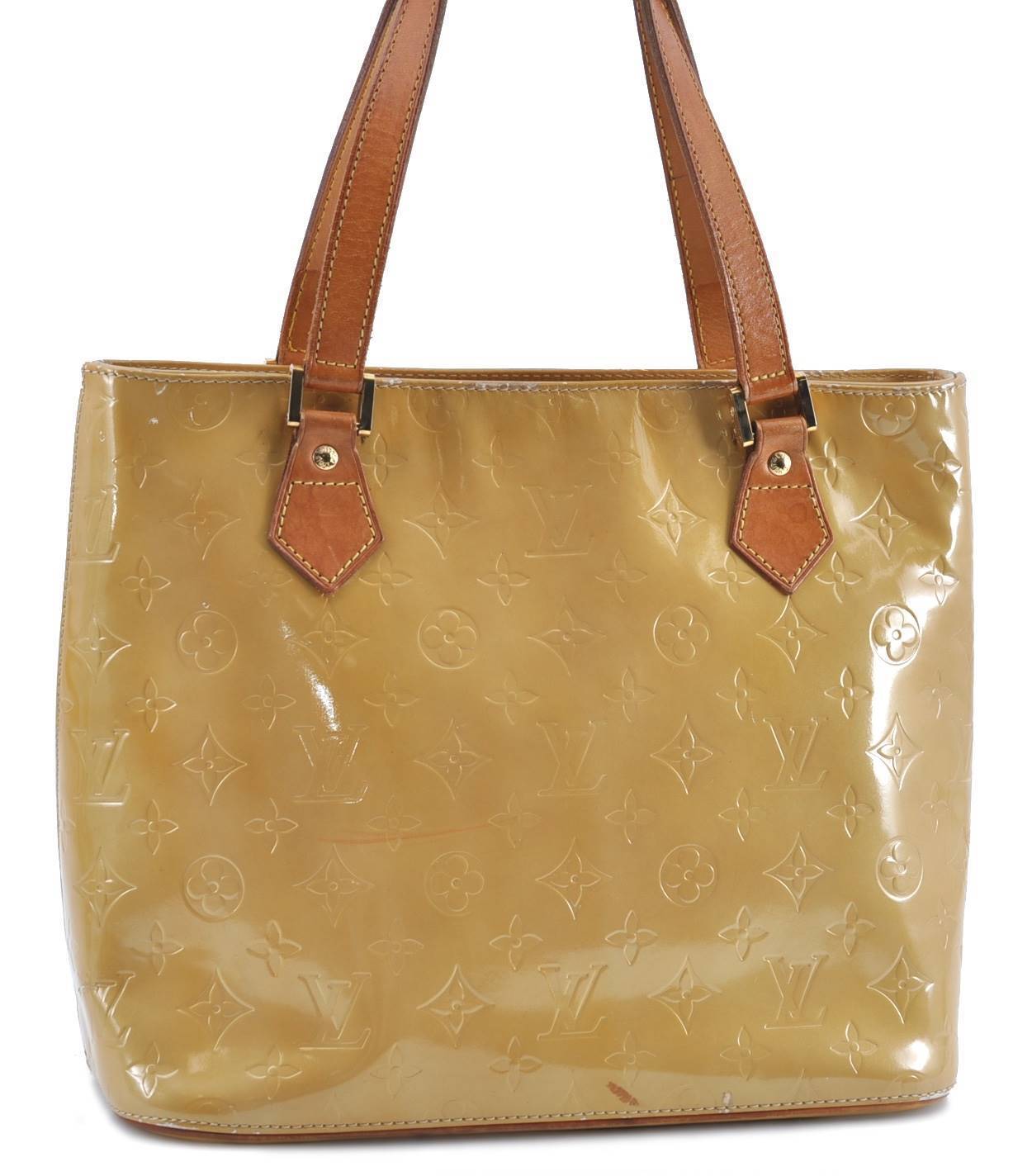 Authentic LOUIS VUITTON Vernis Houston Shoulder Hand Bag Yellow M91004 LV G7123