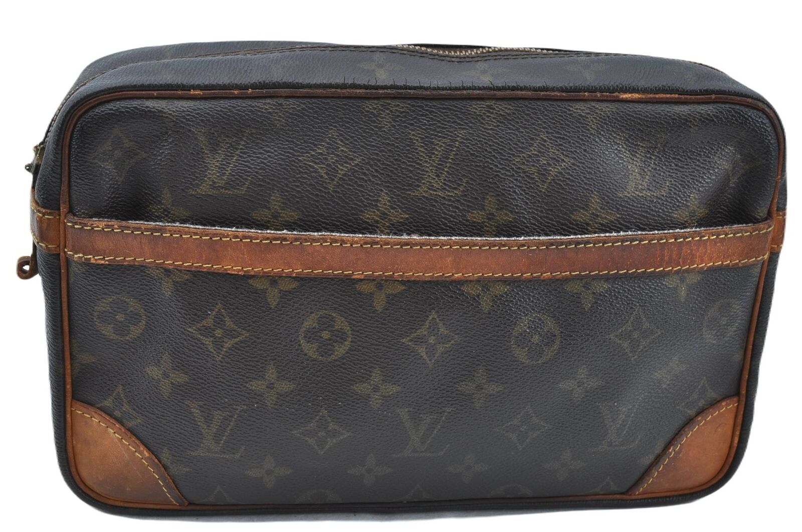 Authentic LOUIS VUITTON Monogram Compiegne 28 Clutch Hand Bag M51845 Junk G7282