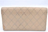 Authentic CHANEL Calf Skin Bicolore CC Logo Long Wallet Purse Ivory G7351