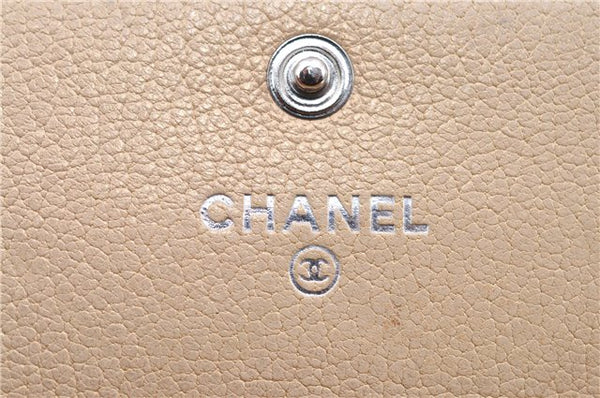 Authentic CHANEL Calf Skin Bicolore CC Logo Long Wallet Purse Ivory G7351