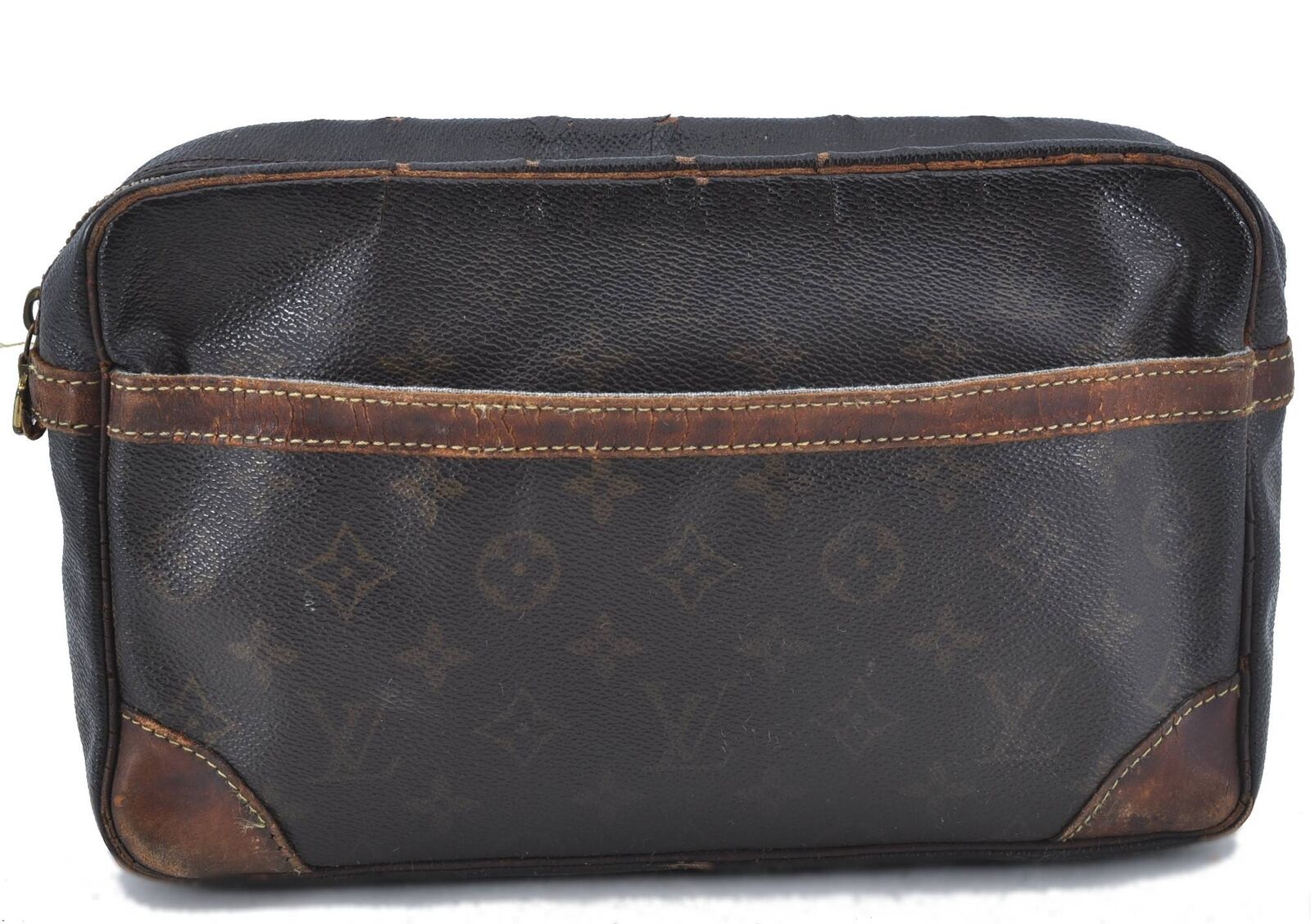 Authentic LOUIS VUITTON Monogram Compiegne 28 Clutch Hand Bag M51845 LV G7382