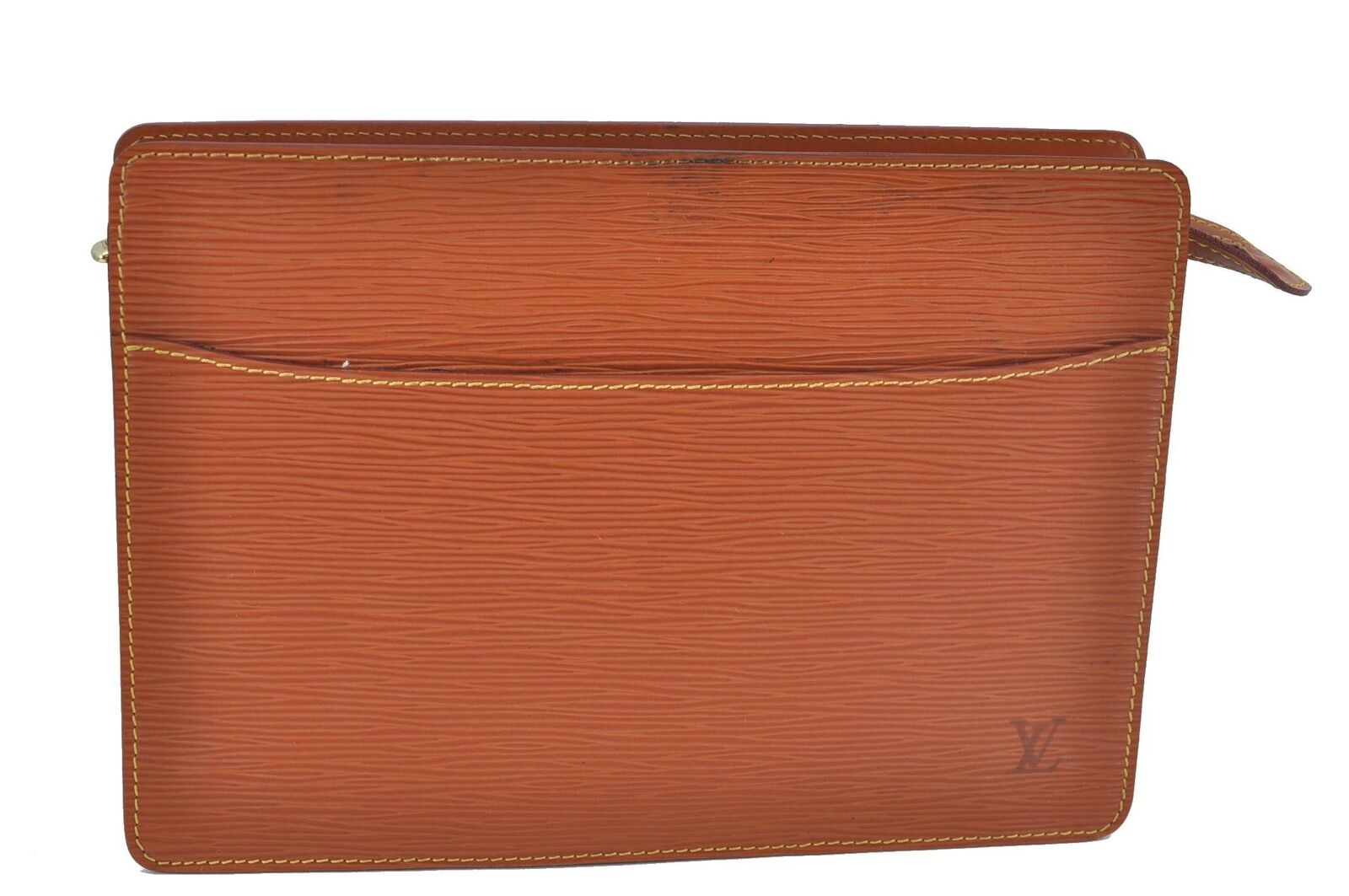 Authentic LOUIS VUITTON Epi Pochette Homme Clutch Bag Brown M52528 LV G7507