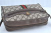 Authentic GUCCI Web Sherry Line Shoulder Cross Bag GG PVC Leather Brown G7675