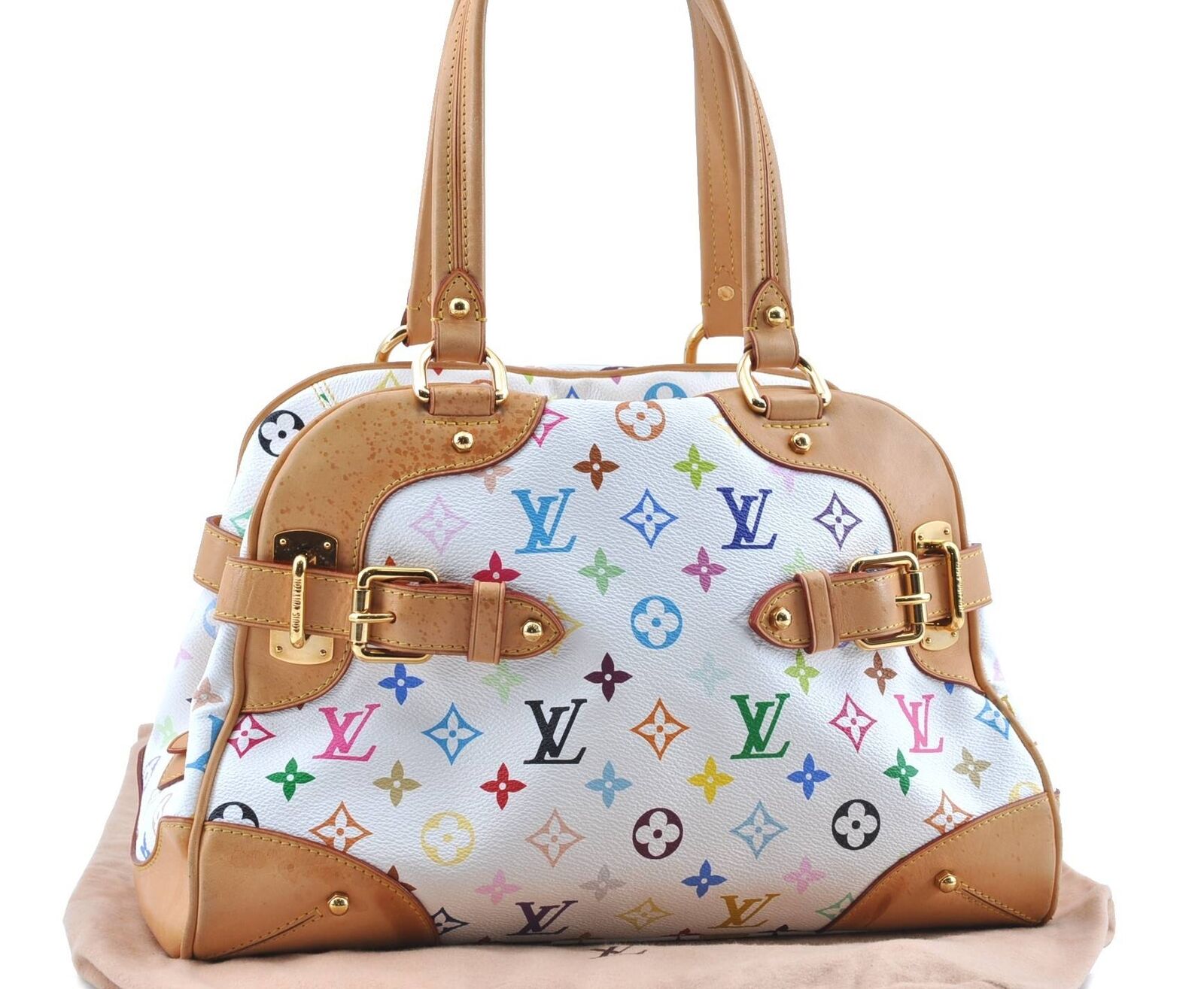 Auth LOUIS VUITTON Monogram Multicolor Claudia Hand Bag White M40193 LV G7754