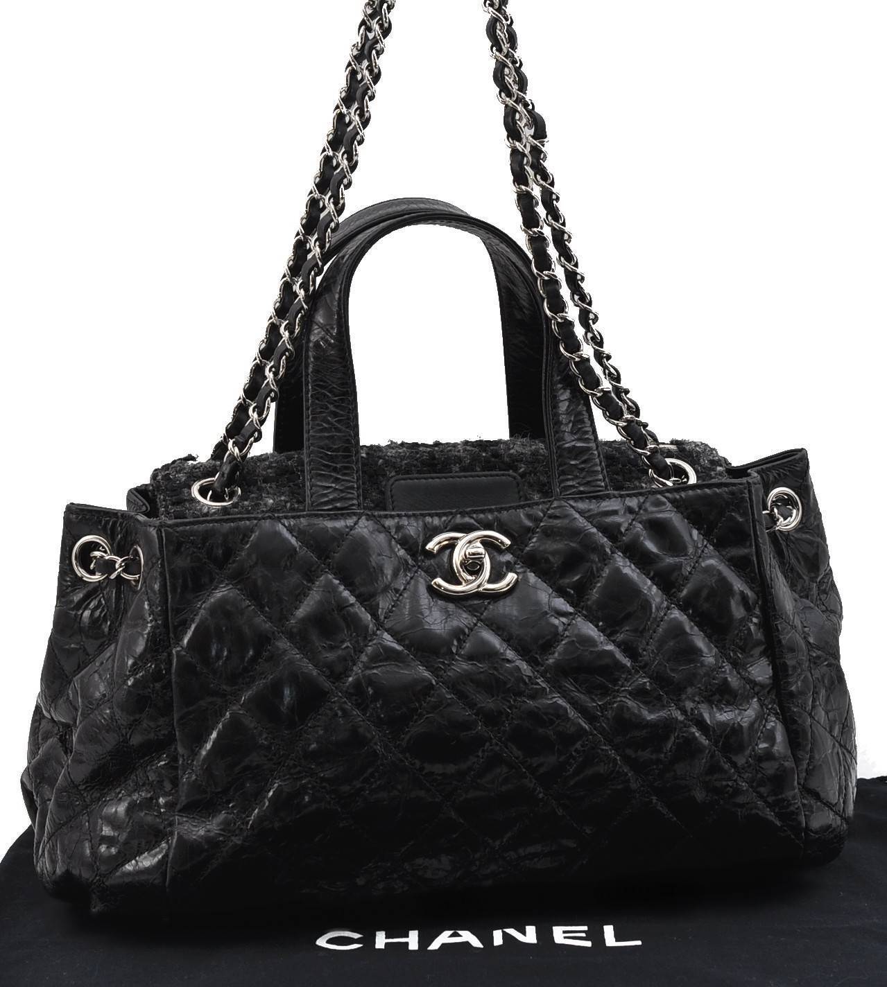 Auth CHANEL Portbello Calf Skin Matelasse 2Way Shoulder Hand Bag Black CC G7967