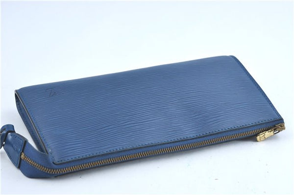 Authentic Louis Vuitton Epi Pochette Accessoires Pouch Blue M52945 LV G7993