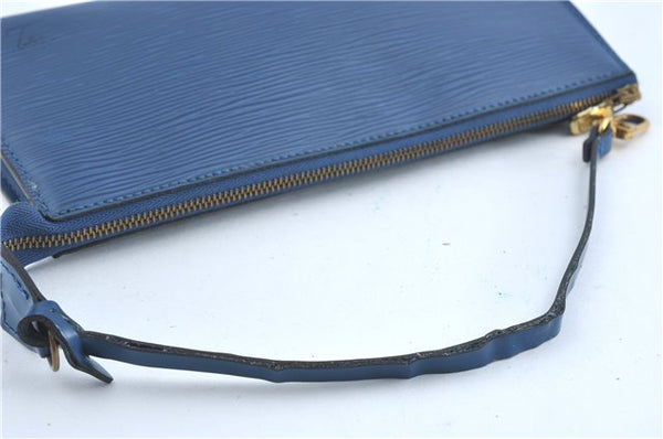 Authentic Louis Vuitton Epi Pochette Accessoires Pouch Blue M52945 LV G7993