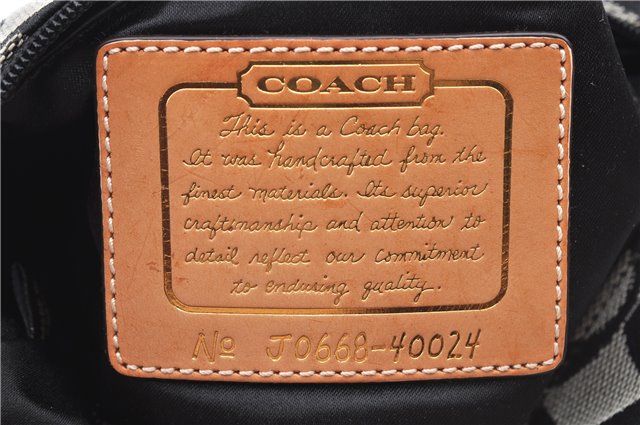 Authentic COACH Signature Hand Bag Pouch Canvas Leather 40024 Black G8013