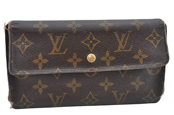 Auth LOUIS VUITTON Monogram Portefeuille International Wallet M61217 LV G8035