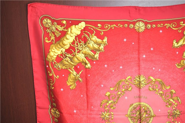 Authentic HERMES Carre 90 Scarf "cosmos" Silk Red G8172