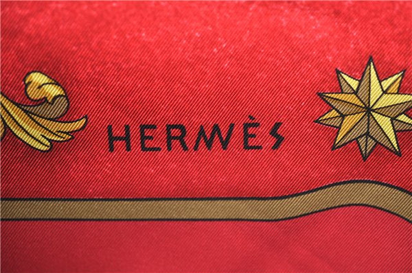 Authentic HERMES Carre 90 Scarf "cosmos" Silk Red G8172