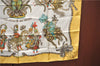 Authentic HERMES Carre 90 Scarf "ES FETES DU ROI SOLEIL" Silk Yellow G8491