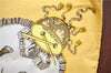 Authentic HERMES Carre 90 Scarf "ES FETES DU ROI SOLEIL" Silk Yellow G8491