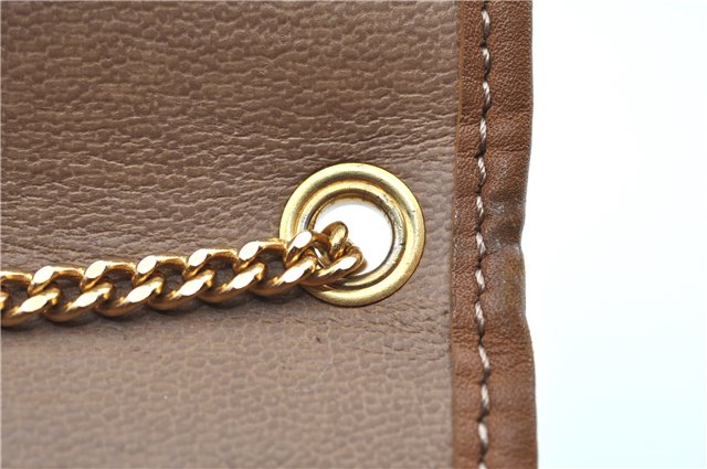 Auth Christian Dior Honeycomb Shoulder Cross Bag Chain PVC Leather Beige G8806