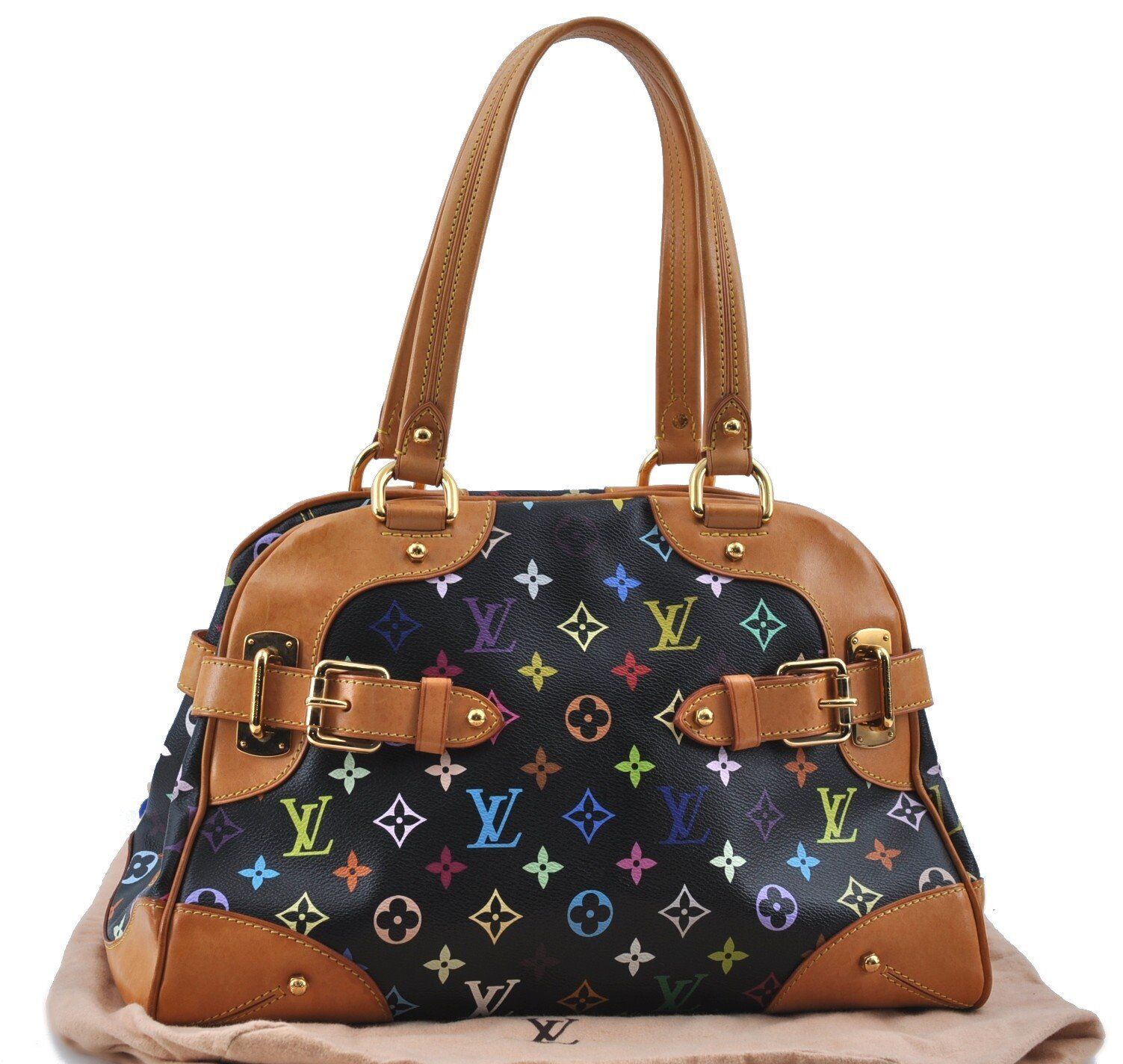 Auth LOUIS VUITTON Monogram Multicolor Claudia Hand Bag Black M40194 LV G8862