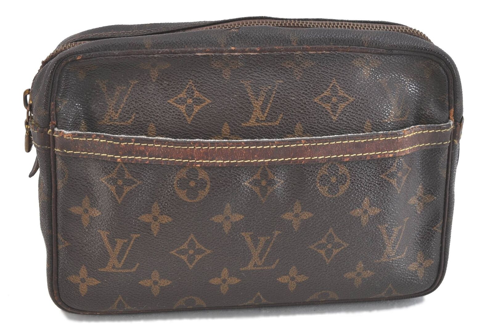 Authentic LOUIS VUITTON Monogram Compiegne 23 Clutch Hand Bag M51847 LV G9049