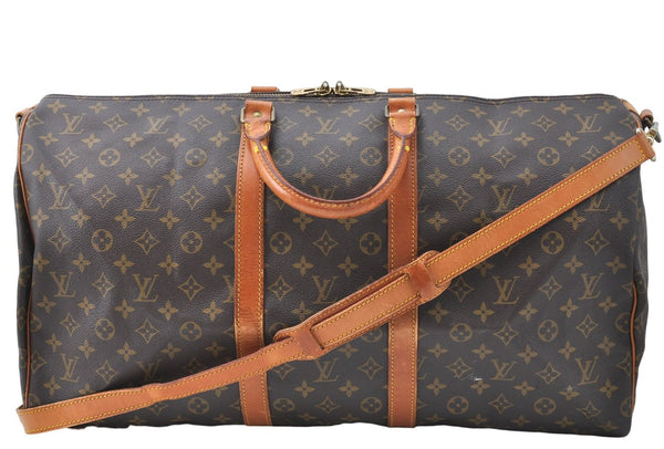 Auth Louis Vuitton Monogram Keepall Bandouliere 55 Boston Bag M41414 LV G9268