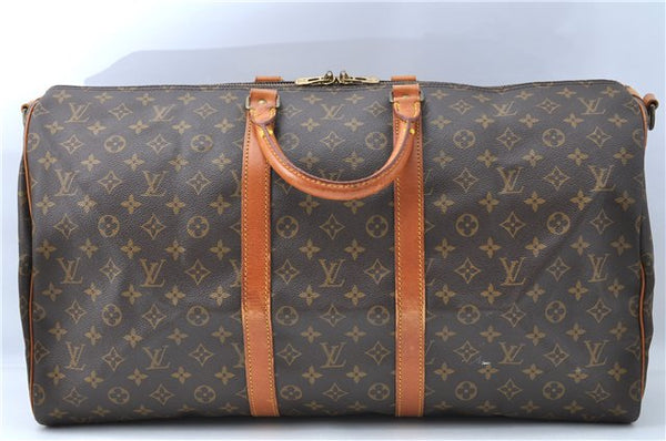 Auth Louis Vuitton Monogram Keepall Bandouliere 55 Boston Bag M41414 LV G9268