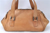 Authentic CHANEL Lamb Skin Hand Bag Purse Brown CC G9269