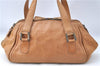 Authentic CHANEL Lamb Skin Hand Bag Purse Brown CC G9269