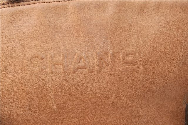 Authentic CHANEL Lamb Skin Hand Bag Purse Brown CC G9269