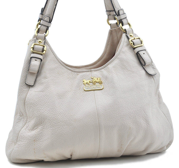 Authentic COACH Shoulder Bag Leather White G9318