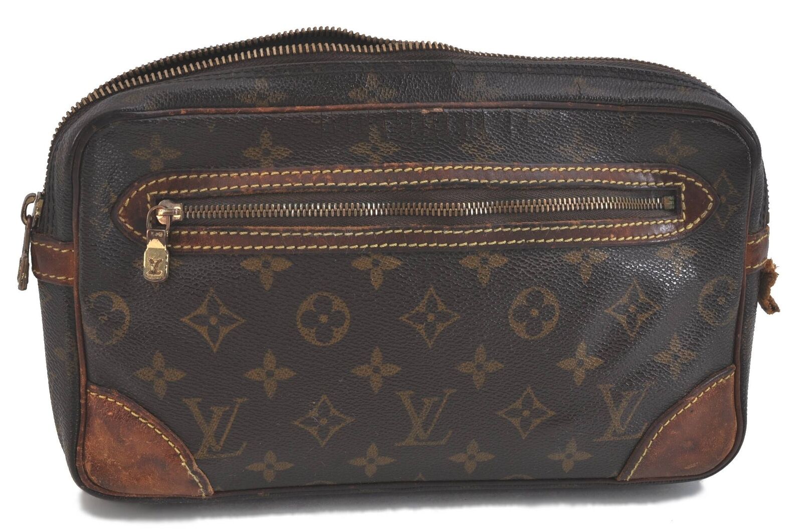 Auth LOUIS VUITTON Monogram Marly Dragonne GM Clutch Hand Bag M51825 Junk G9476