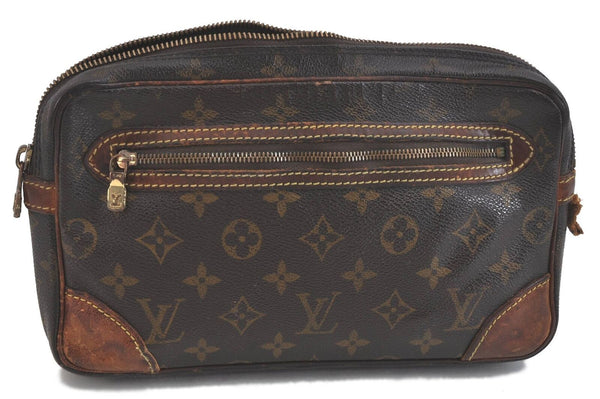 Auth LOUIS VUITTON Monogram Marly Dragonne GM Clutch Hand Bag M51825 Junk G9476