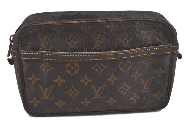 Auth LOUIS VUITTON Monogram Compiegne 23 Clutch Hand Bag M51847 LV Junk G9529