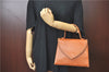 Authentic YVES SAINT LAURENT Hand Bag Purse Leather Brown G9573