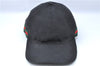 Authentic GUCCI Web Sherry Line Cap GG Canvas Leather Size M 200035 Black G9649