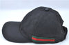 Authentic GUCCI Web Sherry Line Cap GG Canvas Leather Size M 200035 Black G9649