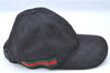 Authentic GUCCI Web Sherry Line Cap GG Canvas Leather Size M 200035 Black G9649