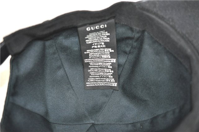 Authentic GUCCI Web Sherry Line Cap GG Canvas Leather Size M 200035 Black G9649