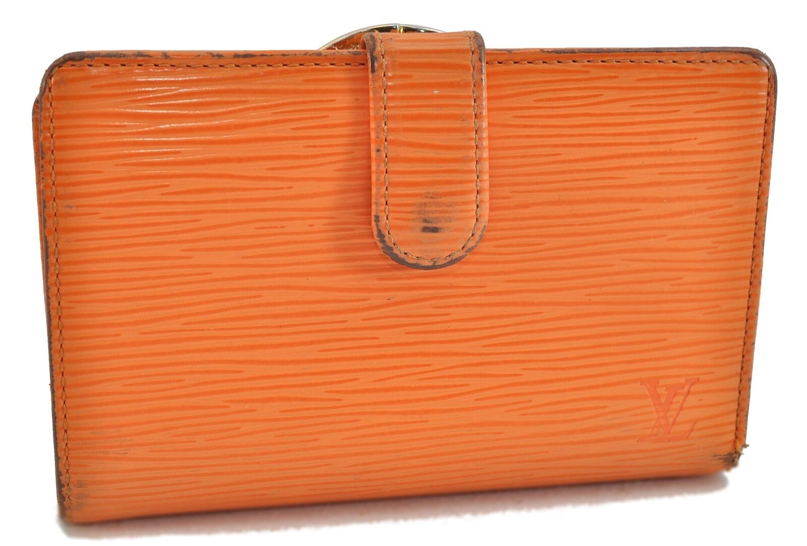 Authentic LOUIS VUITTON Epi Porte Monnaie Viennois Wallet Orange M6324H LV G9701
