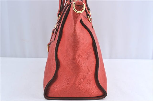 Auth Louis Vuitton Monogram Empreinte Lumineuse PM Tote Bag Red M40552 LV G9888
