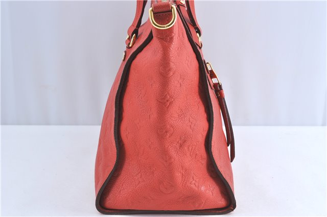 Auth Louis Vuitton Monogram Empreinte Lumineuse PM Tote Bag Red M40552 LV G9888
