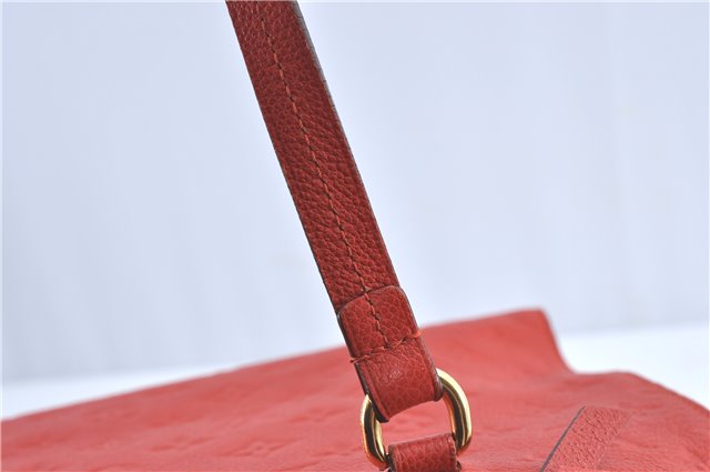 Auth Louis Vuitton Monogram Empreinte Lumineuse PM Tote Bag Red M40552 LV G9888
