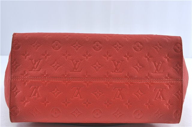 Auth Louis Vuitton Monogram Empreinte Lumineuse PM Tote Bag Red M40552 LV G9888