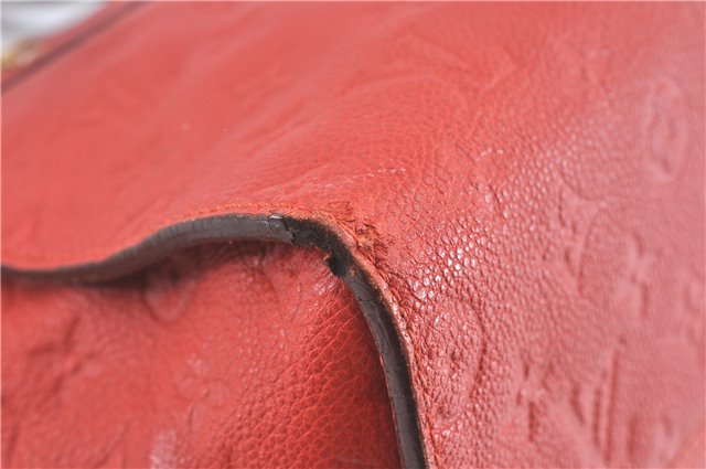 Auth Louis Vuitton Monogram Empreinte Lumineuse PM Tote Bag Red M40552 LV G9888