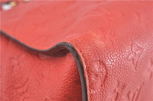 Auth Louis Vuitton Monogram Empreinte Lumineuse PM Tote Bag Red M40552 LV G9888
