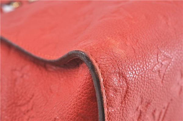 Auth Louis Vuitton Monogram Empreinte Lumineuse PM Tote Bag Red M40552 LV G9888