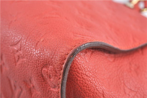 Auth Louis Vuitton Monogram Empreinte Lumineuse PM Tote Bag Red M40552 LV G9888