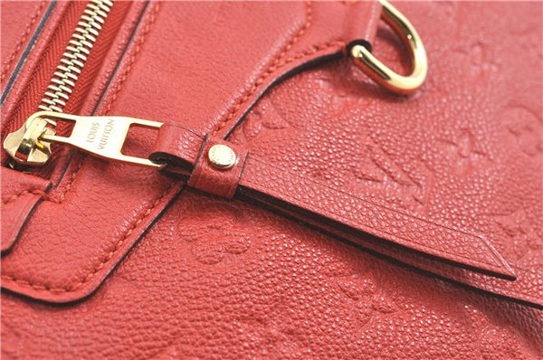Auth Louis Vuitton Monogram Empreinte Lumineuse PM Tote Bag Red M40552 LV G9888