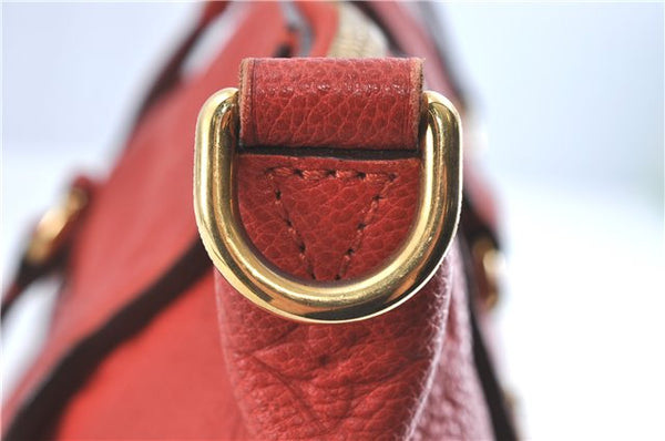 Auth Louis Vuitton Monogram Empreinte Lumineuse PM Tote Bag Red M40552 LV G9888